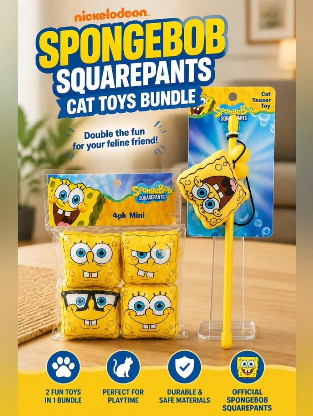 𝐒𝐩𝐨𝐧𝐠𝐞𝐛𝐨𝐛 𝐒𝐪𝐮𝐚𝐫𝐞𝐏𝐚𝐧𝐭𝐬 𝐂𝐚𝐭 𝐓𝐨𝐲𝐬 𝐁𝐮𝐧𝐝𝐥𝐞
